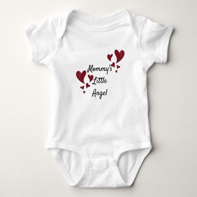 Mommy's Little Angel Bright Red Painted Hearts Baby Strampler (Vorderseite)