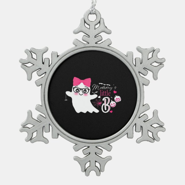 Mommy's Little Boo Halloween Schneeflocken Zinn-Ornament (Vorderseite)