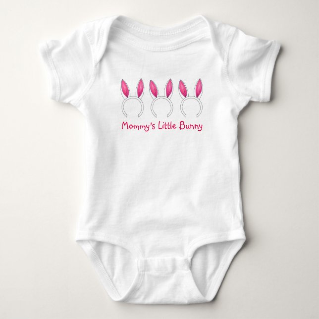 Mommy's Little Bunny Oaster Pink Rabbit Ohren Baby Strampler (Vorderseite)