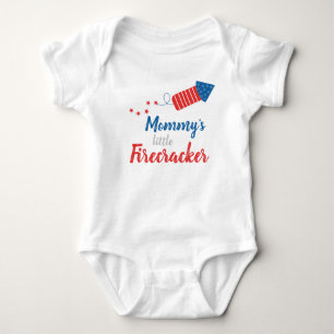 Mommy's Little Firecracker Red Blue Baby Strampler