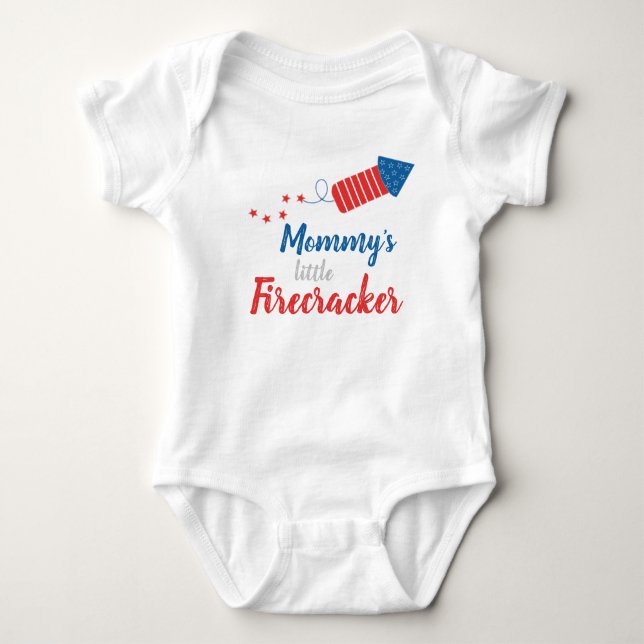 Mommy's Little Firecracker Red Blue Baby Strampler (Vorderseite)