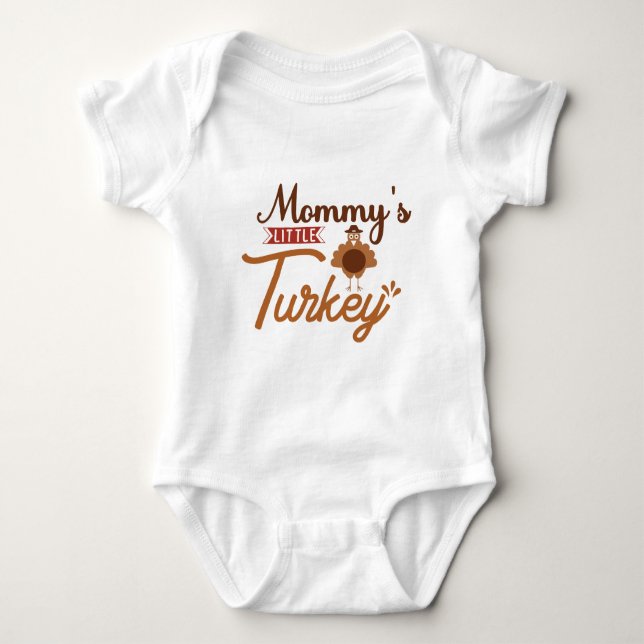 Mommy's Little Turkey Typografy Baby Body Strampler (Vorderseite)
