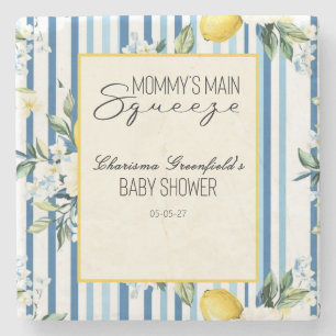 Mommys Main Squeeze Lemon Blue Boy Baby Shower-Ein Steinuntersetzer