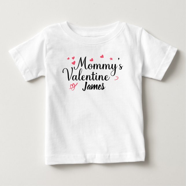 Mommy's Valentines, Personalisierter Name Baby T-shirt (Vorderseite)