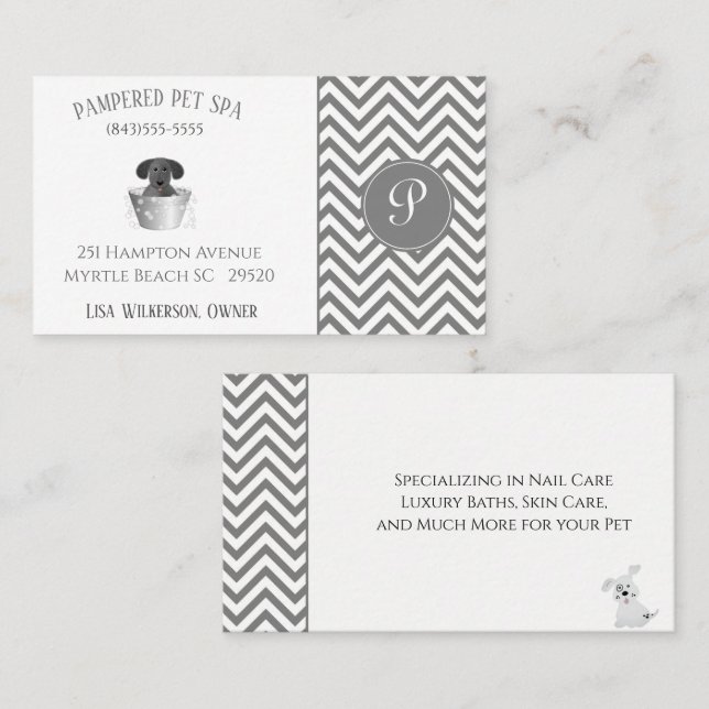 Momogramme Animal Groomer Chien Dans Tin Tub Carte (Devant / Derrière)