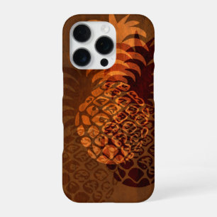 Momona Ananas Hawaiian Tropical Faux Holz iPhone 16 Pro Hülle