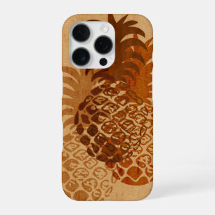 Momona Ananas Hawaiian Tropical Faux Holz iPhone 16 Pro Hülle