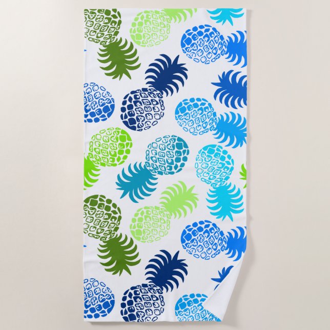 Momona Hawaiian Tropical Pineapse - Turq- White Strandtuch (Vorderseite)