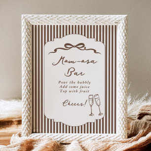 Momosa Bar Bebe Cafe braune Streifen Baby Shower Poster