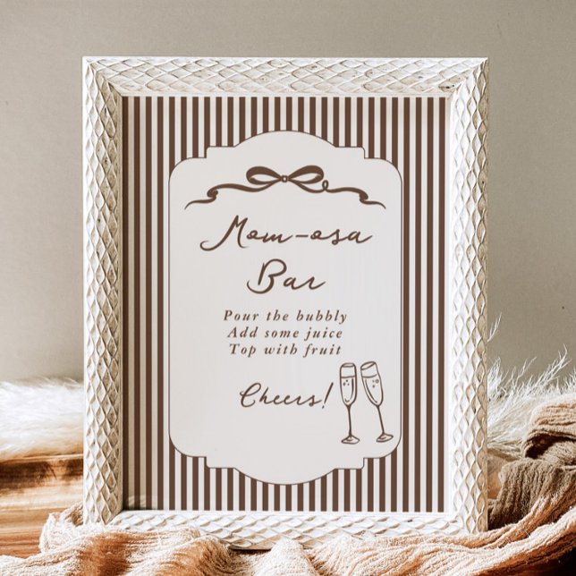 Momosa bar Bebe Cafe brown stripes Baby Shower Poster (Von Creator hochgeladen)