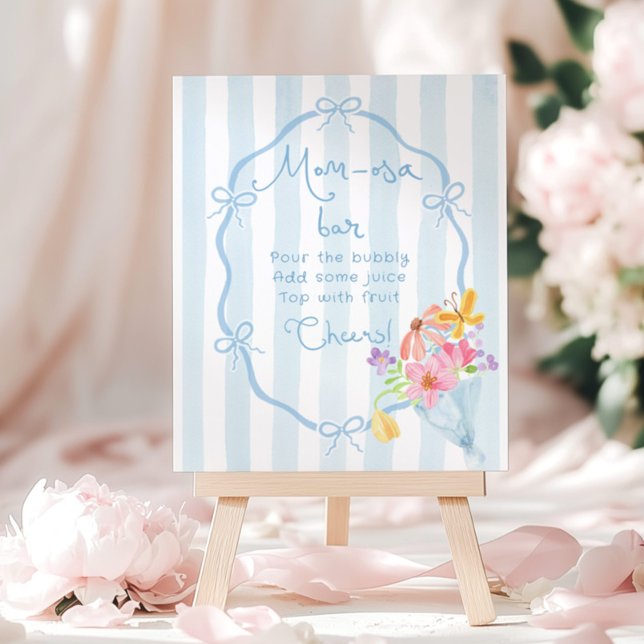 Momosa Bar Blue Whimsical Floral Baby Dusche Poster (Von Creator hochgeladen)