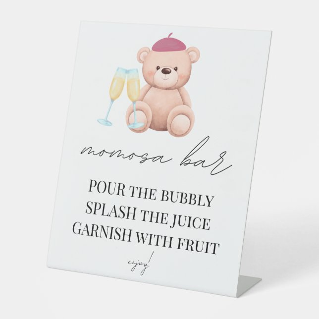 Momosa Bar Bonjour Bebe French Baby Shower Pedesta Sockelschild (Vorderseite)