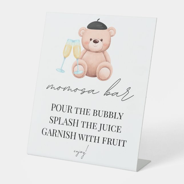 Momosa Bar Bonjour Bebe French Baby Shower Sockelschild (Vorderseite)