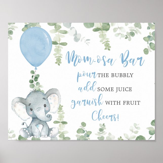 Momosa Bar Elefantenballons Babyduschzeichen Poster (Vorne)