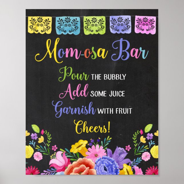 Momosa Bar Fiesta Babyduschzeichen Poster (Vorne)