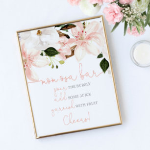 Momosa Bar florale Lilien rot Babyduschposter Poster