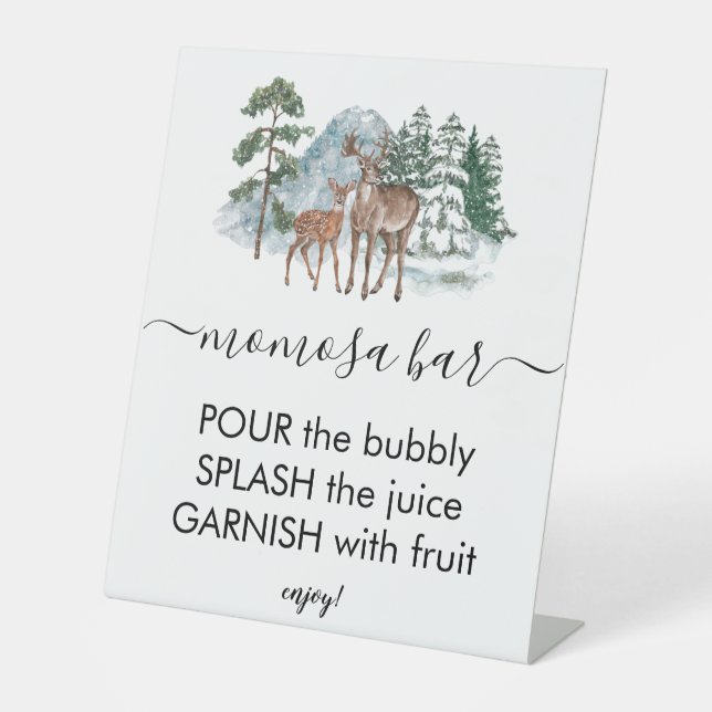 Momosa Bar Forest Animals Winter Baby Dusche Sockelschild (Vorderseite)