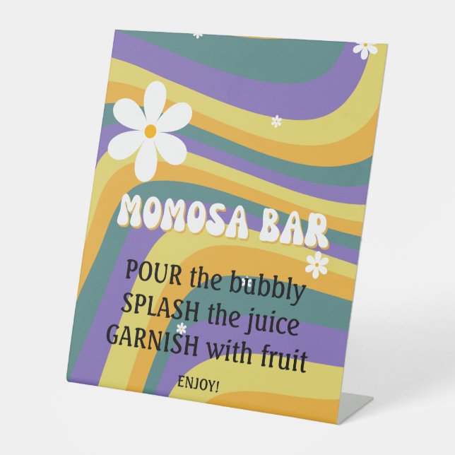 Momosa Bar Hippie Retro Babydusche Vinyl Record Sockelschild (Vorderseite)