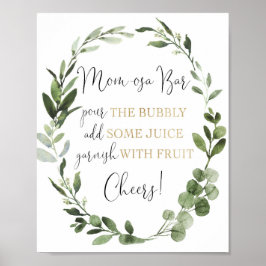 Momosa Bar mimosa Grüne Goldene Babydusche Schild