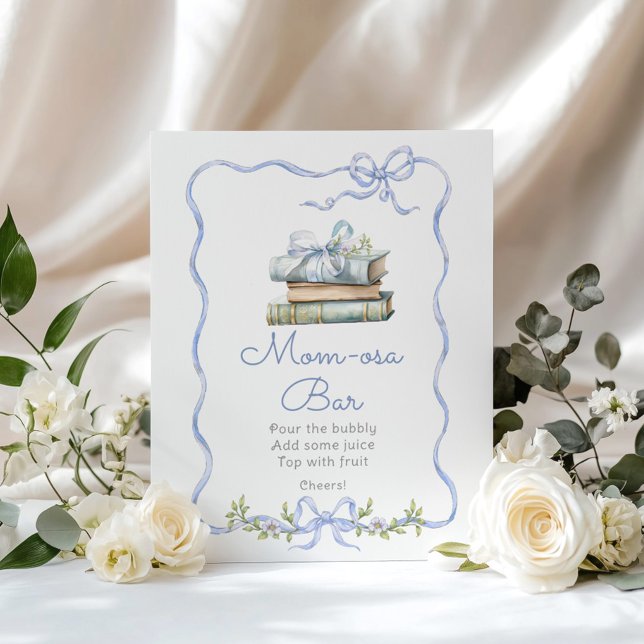 Momosa Bar Neues Kapitel Blauer Bogen Babydusche Poster (Von Creator hochgeladen)