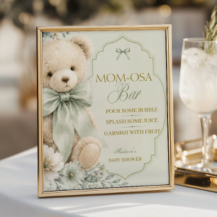 Momosa-Bar-Schild Sage-Grün Teddybär Poster