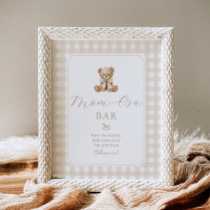 Momosa Bar Teddybär neutral Gingham Poster