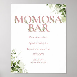 Momosa Greenery Bar Dusty Rose Pink Babydusche Poster