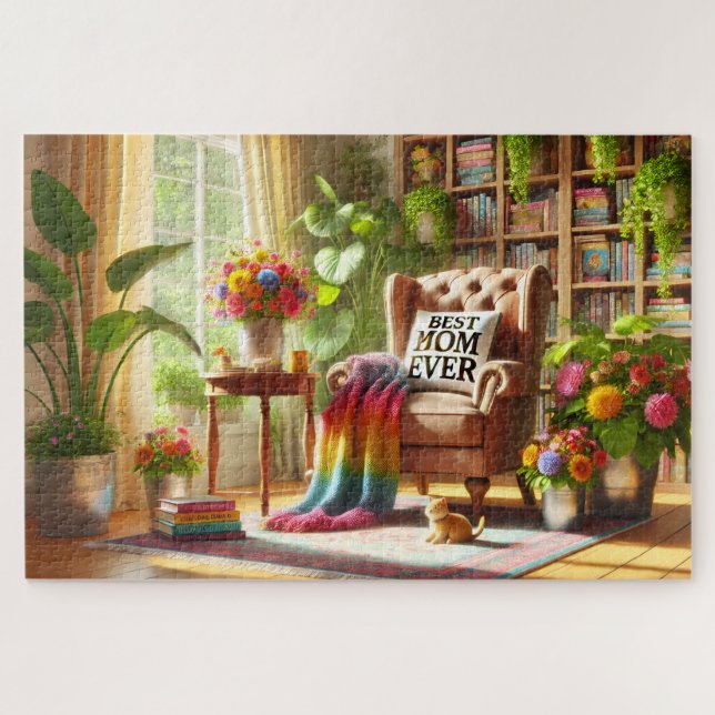 Mom's Cozy Reading Nook with Cat Mother's Day Gift (Horizontal)