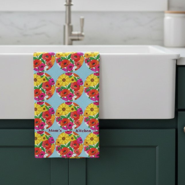 Mom's Kitchen Retro Flower Dopamine Decor Geschirrtuch (Retro Kitchen Mother's Day,
Maximalist Dopamine Decor gift by Darling & May)