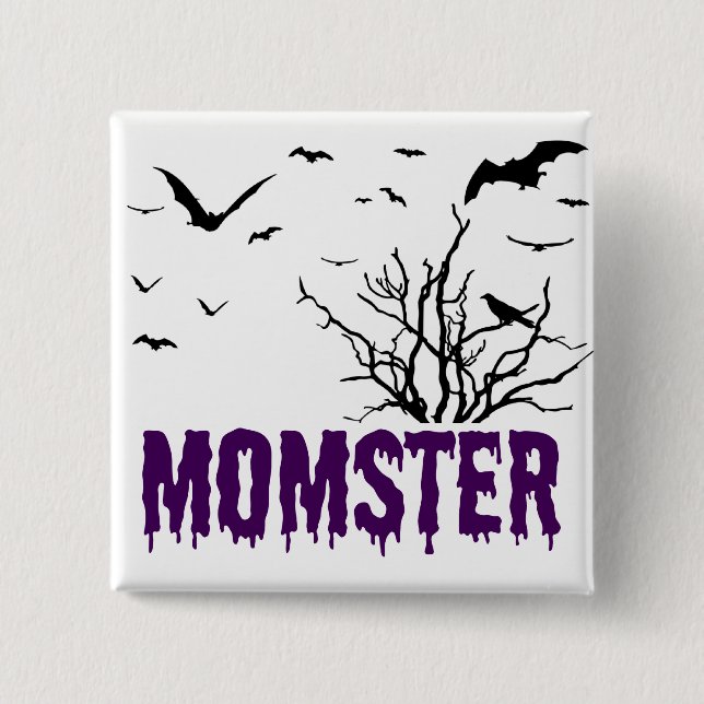 Momster Lila Driving Schriftart Fliegenbats Button (Vorderseite)