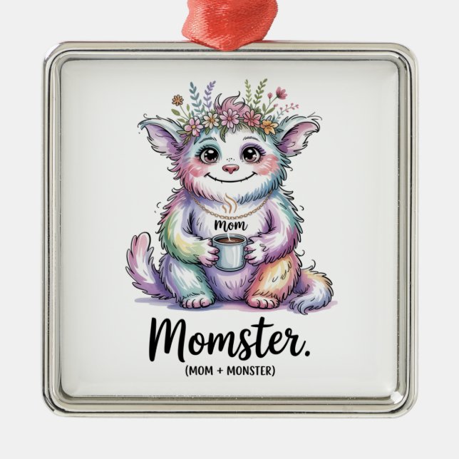 Momster. (Mom + Monster) Ornament Aus Metall (Vorne)