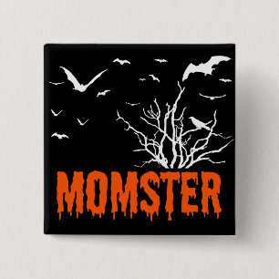 Momster Orange Driving Schriftart Fliegende Fleder Button