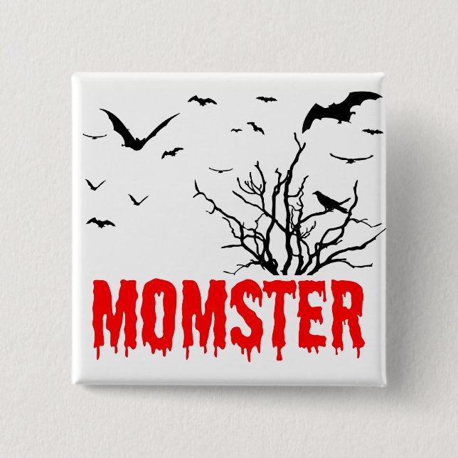 Momster Red Driving Schriftart Fliegenbats Button (Vorderseite)