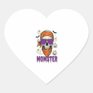 Momster skull Funny Halloween Mama Herz-Aufkleber