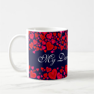 "Mon amour de la Saint-Valentin" mug coeurs rouges
