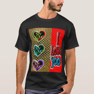 Mon amour ma mère mon père T-Shirt floral doré