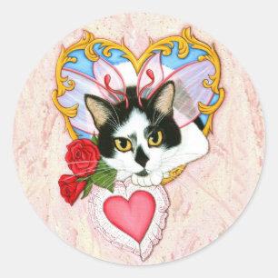 Mon autocollant félin de chat de Valentine