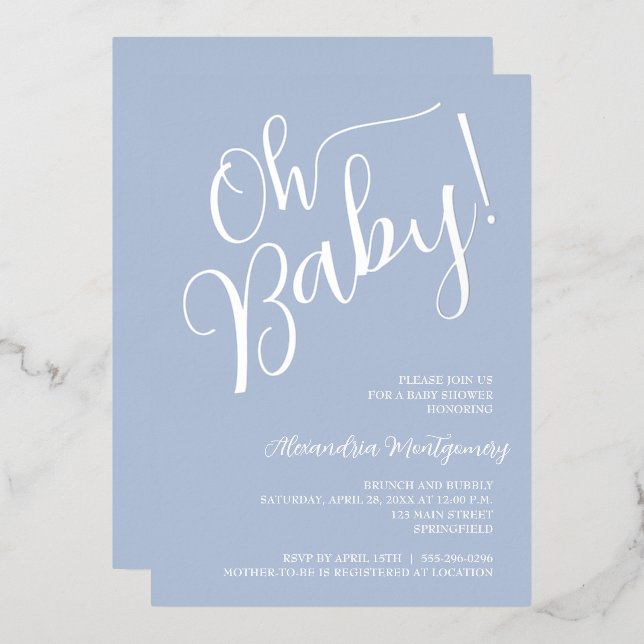 Mon bébé ! Boy Baby shower Blue Invitation (Recto/Verso)