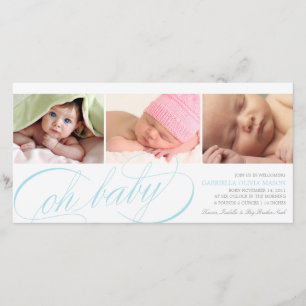 Mon bébé   Faire-part de naissance de script bleu