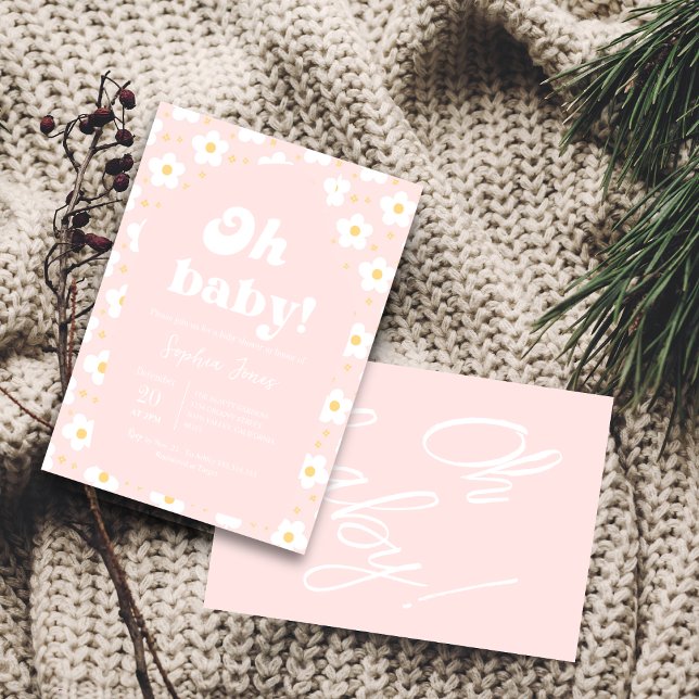 Mon bébé ! Invitation au Baby shower floral rose (Créateur téléchargé)