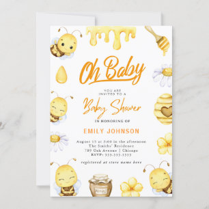 Mon bébé ! Invitation Baby shower d'abeilles