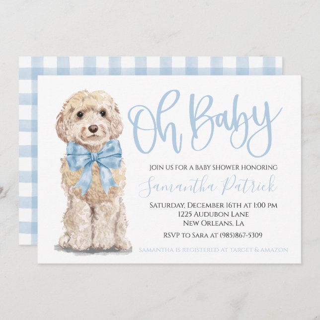Mon bébé ! Invitation de Baby shower de Chien Chie (Devant / Derrière)