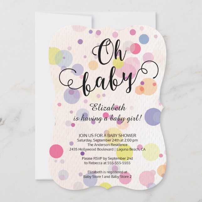 Mon bébé ! Invitation de Baby shower neutre pois (Devant)