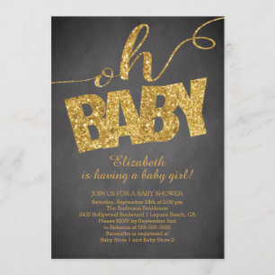 Mon bébé ! Parties scintillant d'or Invitation Bab
