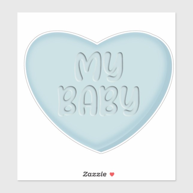 Mon Bébé Pastel Blue Candy Heart Sticker (Feuille)