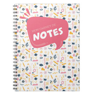 Mon carnet de notes doodle rose, bleu et jaune