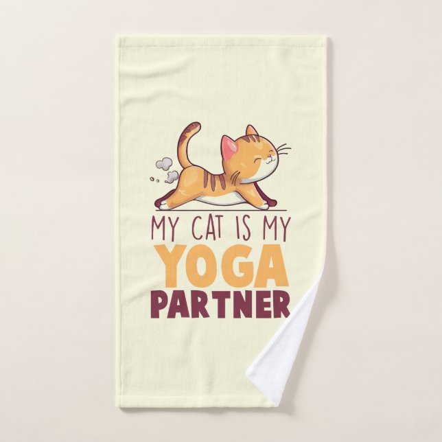 Mon Chat Est Mon Partenaire De Yoga - Étiquetage C (Serviette à main)