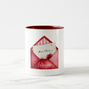Mon Cheri (mein Schatz) Je'taime (ich liebe dich) Zweifarbige Tasse