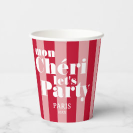 Mon Cherie Let's Party Cherry Red Bold Stripe Pappbecher