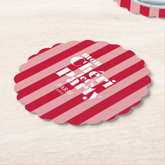 Mon Cherie Let's Party Cherry Red Bold Stripe Untersetzer (angewinkelt)